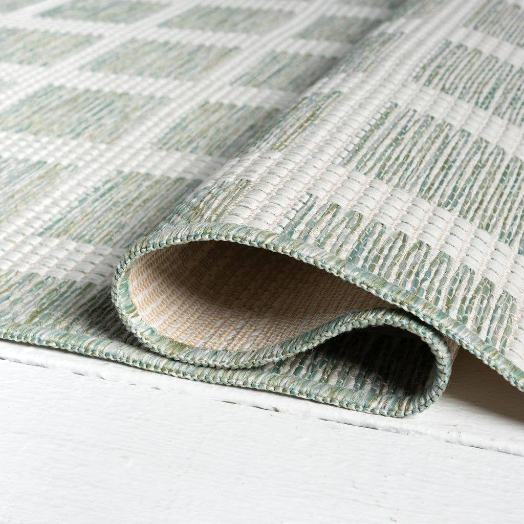 3x5 Ocean Gridscape Green Indoor/Outdoor Area Rug