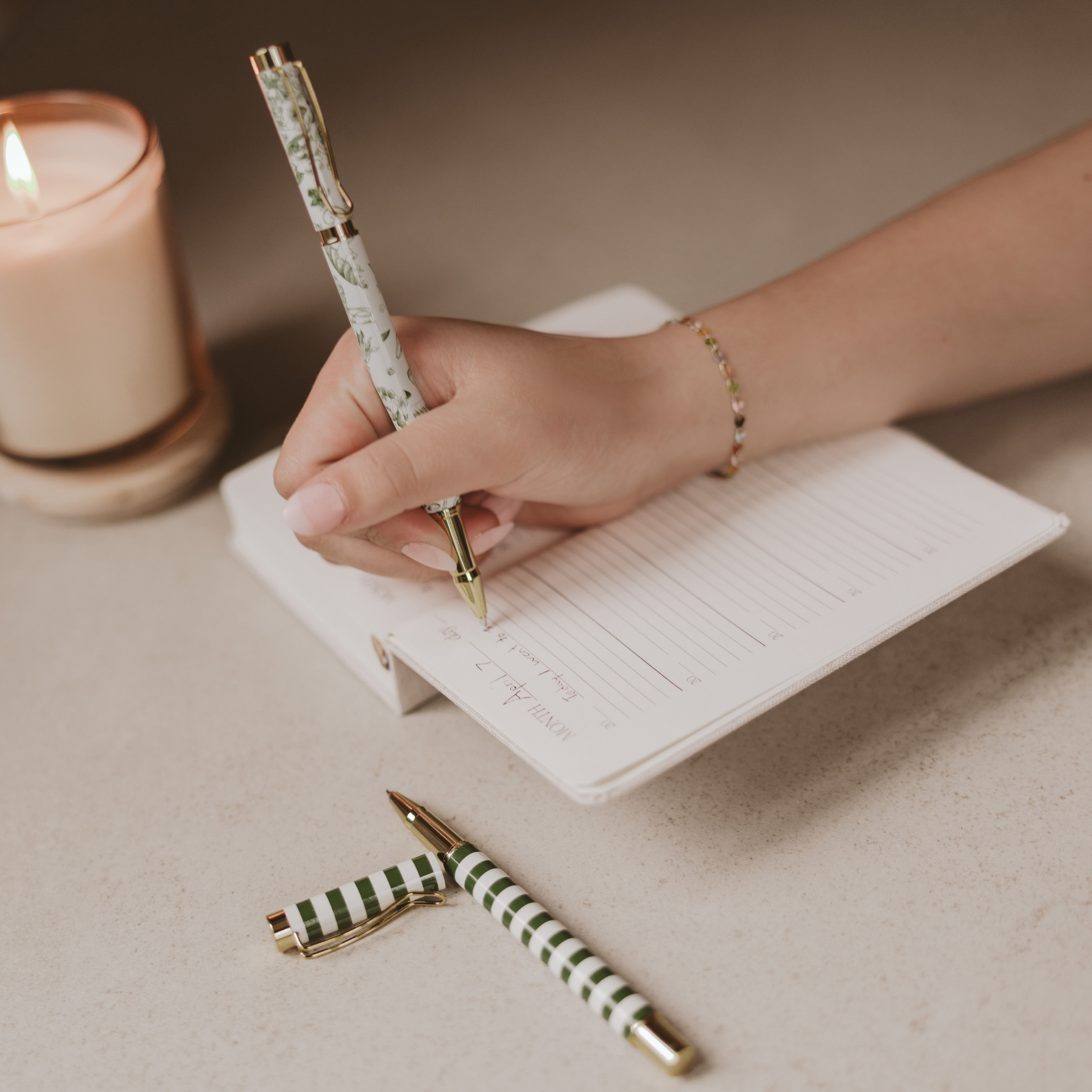Green Floral Metal Pen Set - Cloth + Cabin