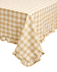Tablecloth Cotton Gingham W/Frills Beige-Off White