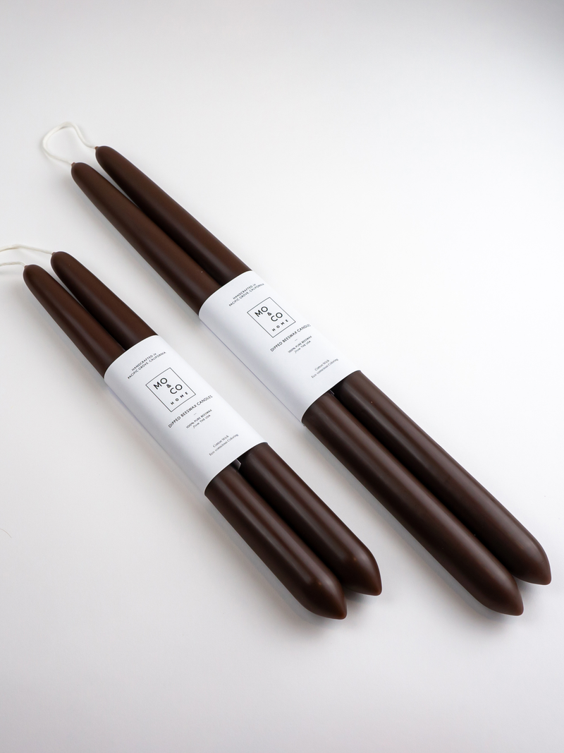 Chestnut Dipped Beeswax Taper Candles