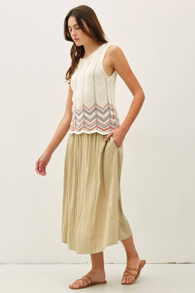 Azaria Crinkled Midi Skirt