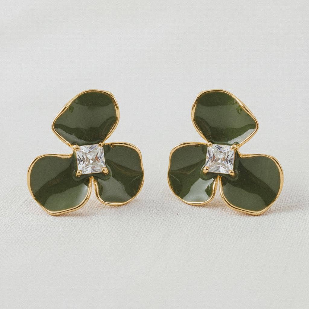Floral Enamel Drop Earrings with Vintage Charm - Cloth + Cabin