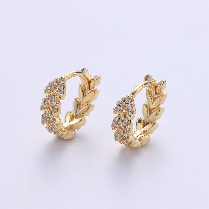 Golden Leaf Gold Filled Huggies Dainty Gold Olive Le