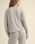 Brushed Hacci Long Sleeve V Neck Top