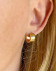 Gold Chunky Flat Clicker Hoop Earrings