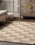 Christana Traditional Checkered Jute Area Rug