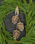 Champagne Glitter Pinecone Trio Cluster