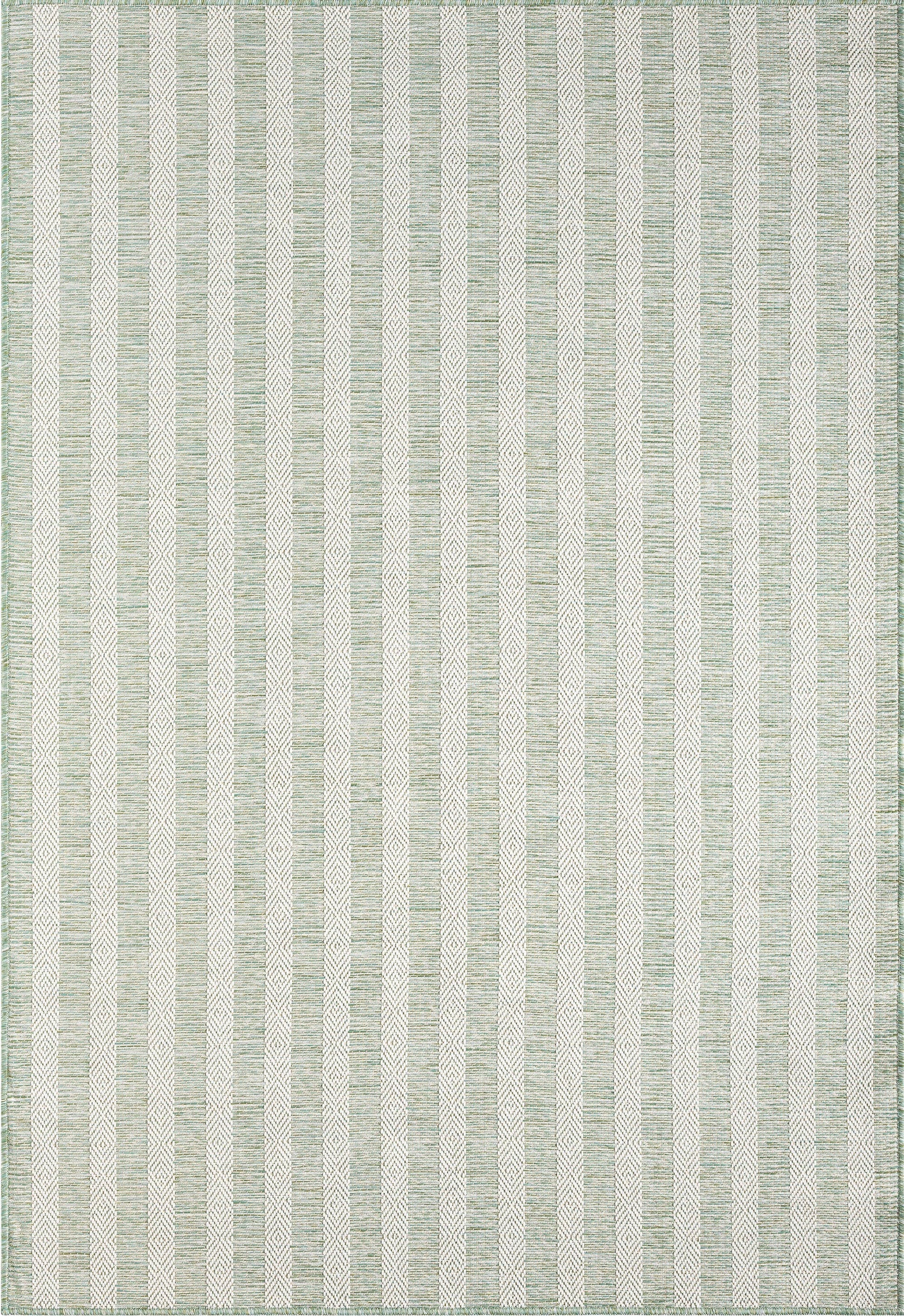 3x5 Ocean Striped Green Cream Indoor/Outdoor Area Rug