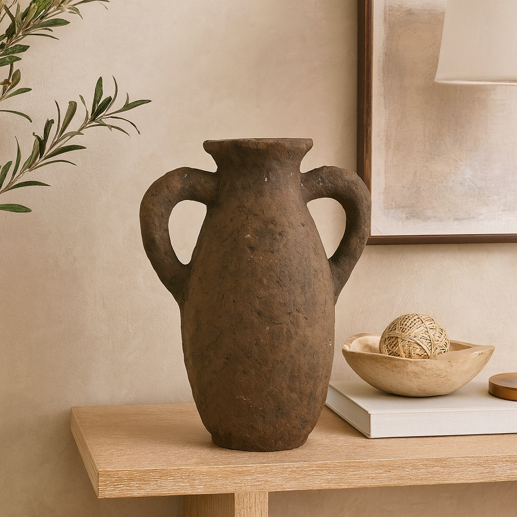 Rustic Dark Brown Ceramic Vase