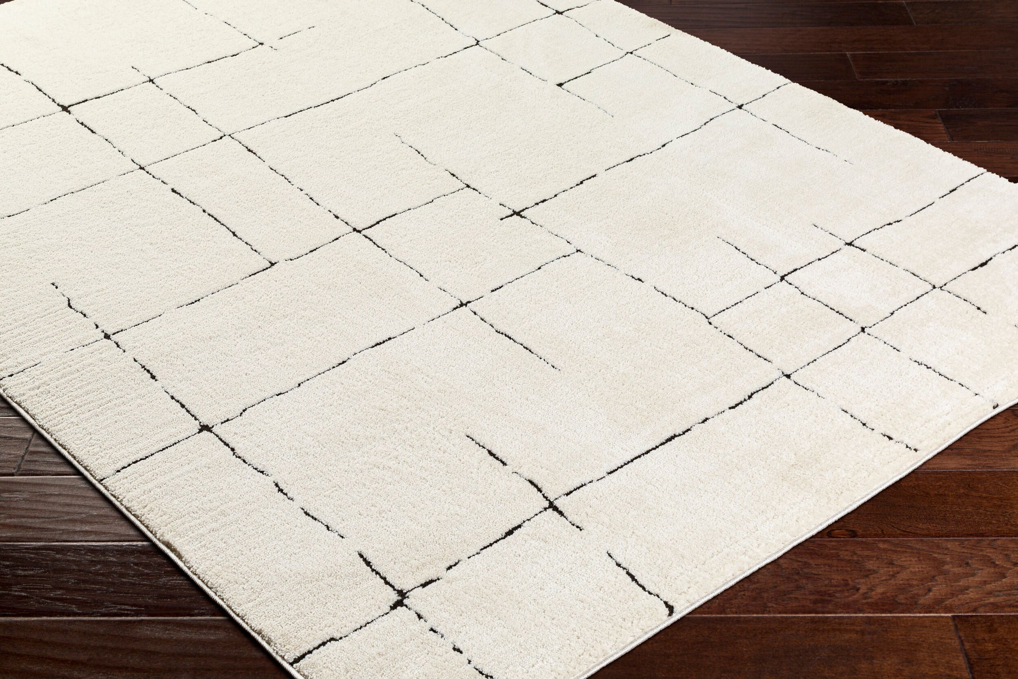 Freud Woven Rug - Ivory/Black