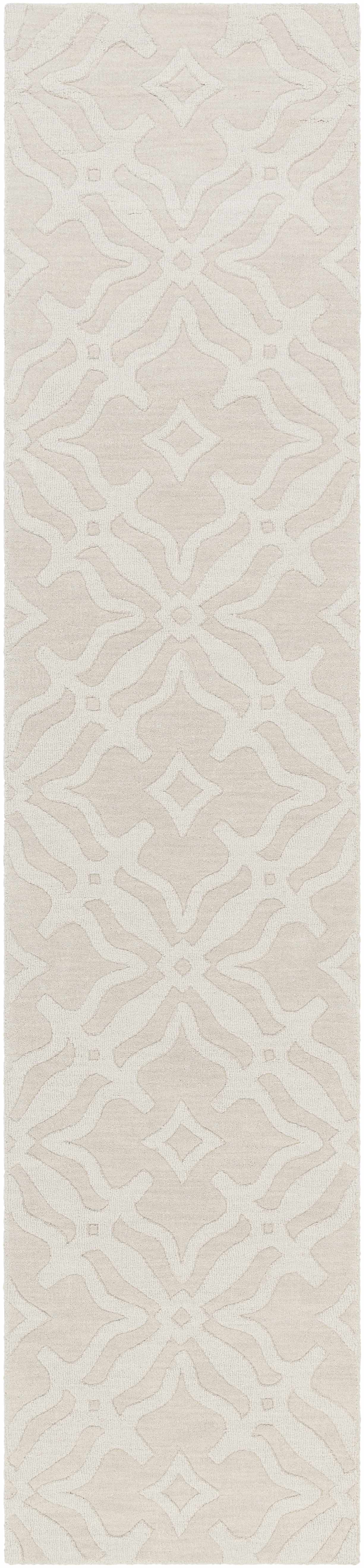 Fyffe Embossed Beige Wool Area Rug