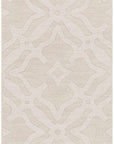 Fyffe Embossed Beige Wool Area Rug