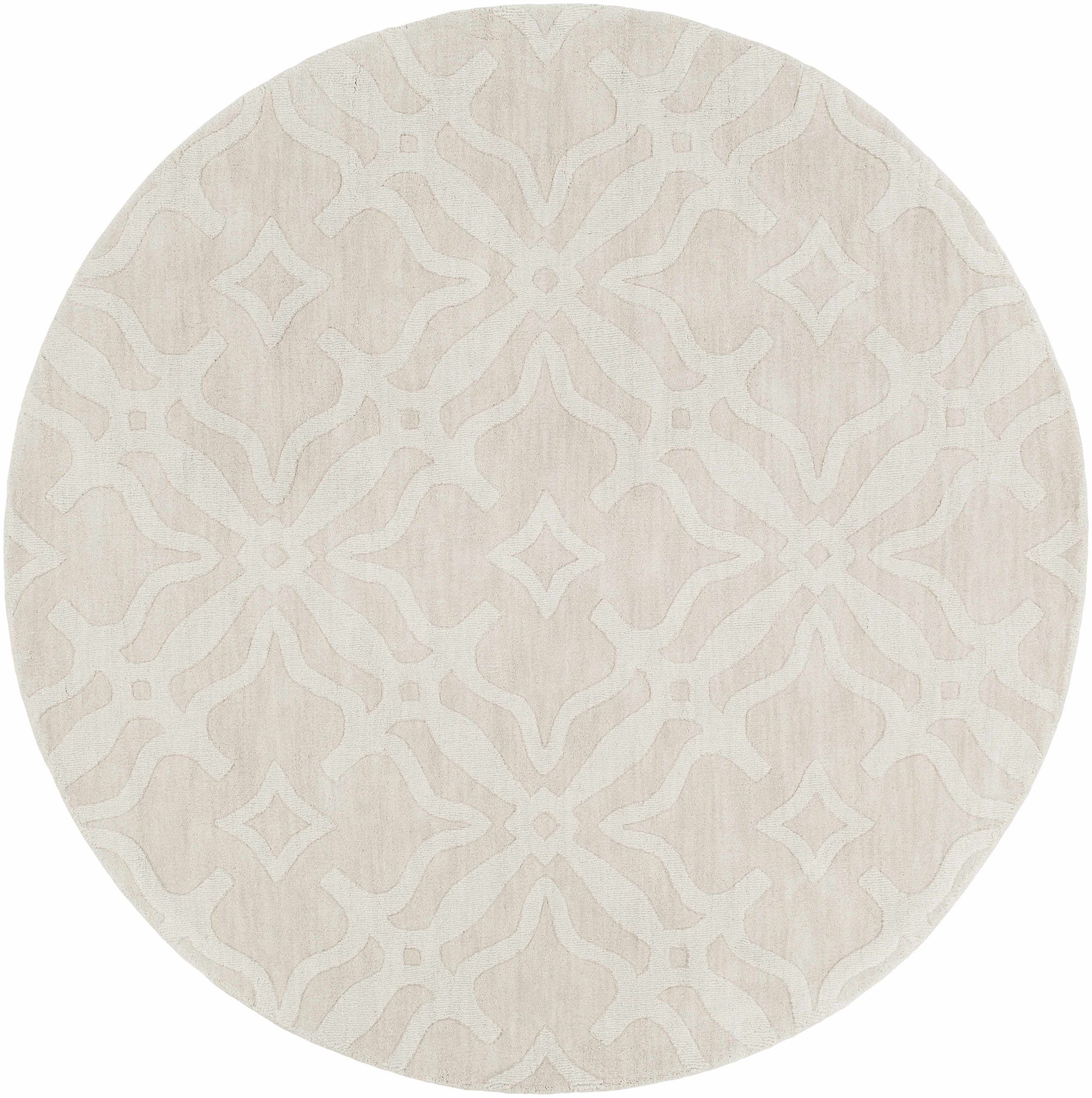 Fyffe Embossed Beige Wool Area Rug