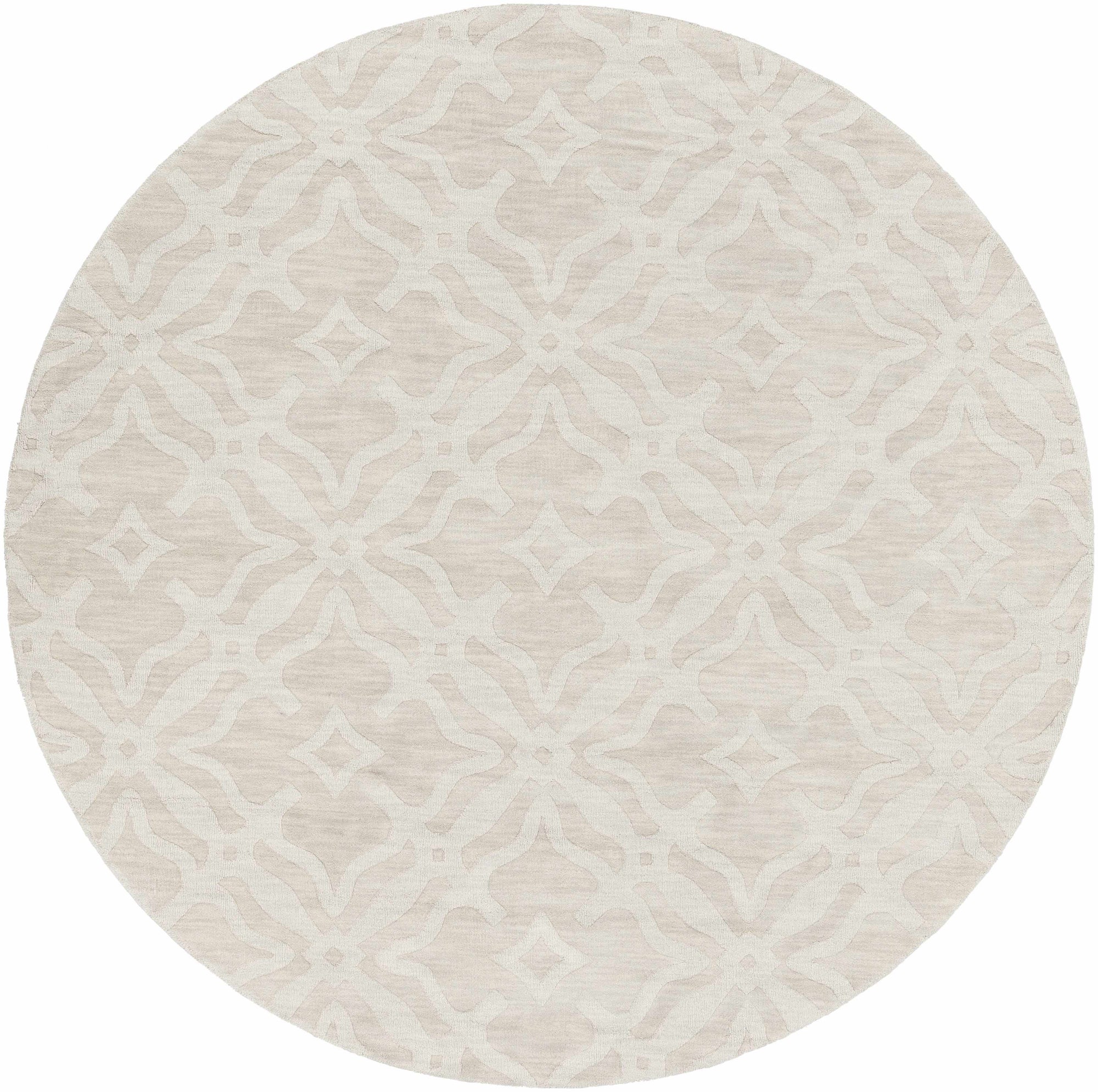 Fyffe Embossed Beige Wool Area Rug