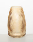 Ribbed Amber Glass Vase