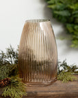 Ribbed Amber Glass Vase