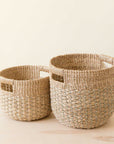 Grey + Natural Round Bottom Baskets, set of 2