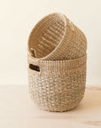 Grey + Natural Round Bottom Baskets, set of 2