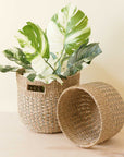 Grey + Natural Round Bottom Baskets, set of 2