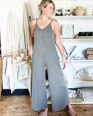 ERIN Wide Leg Ribbed Knit Jumpsuit