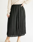 Pleated Pull-On Midi Skirt