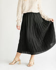 Pleated Pull-On Midi Skirt