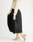 Pleated Pull-On Midi Skirt