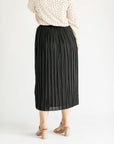 Pleated Pull-On Midi Skirt