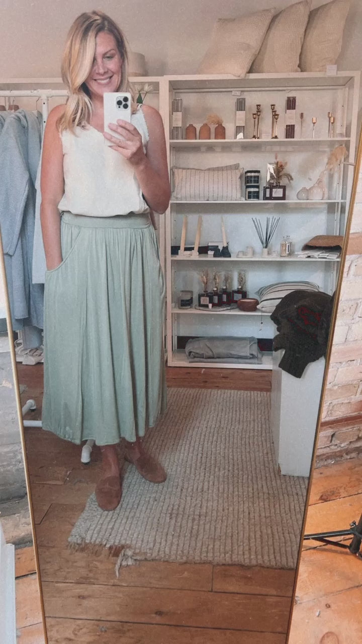 Jersey Pleated Maxi Skirt