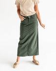 Stella Olive Branch Denim Maxi Skirt