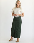 Stella Olive Branch Denim Maxi Skirt