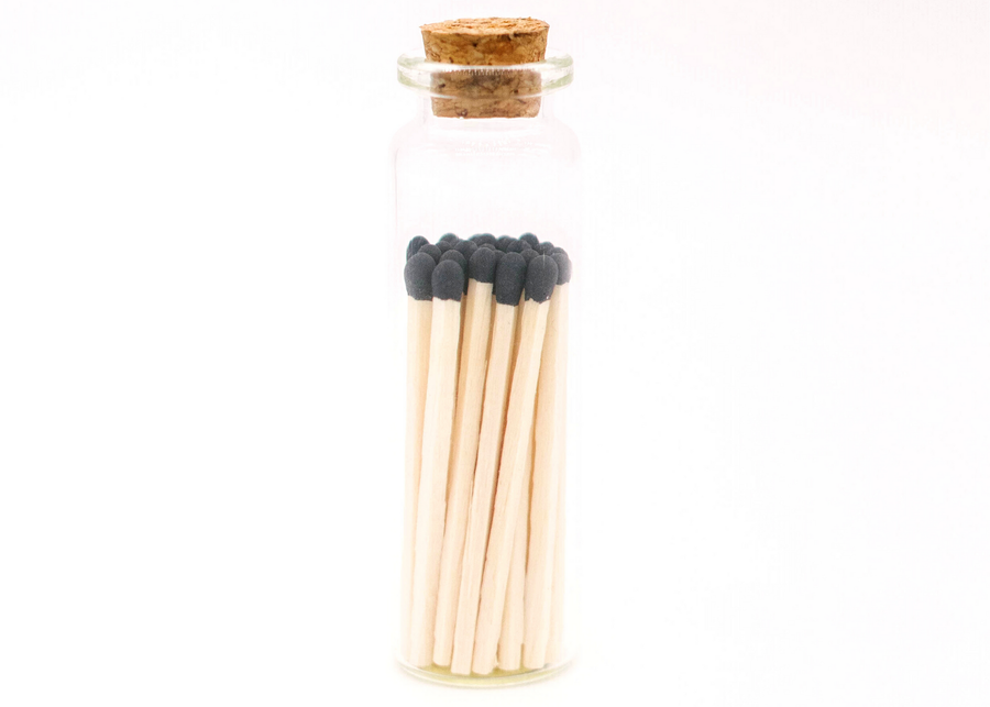 Mini Decorative Matches In Jar / Black