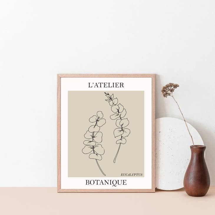Minimalist Eucalyptus Line Art Print