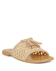 CEDAR HANDWOVEN NATURAL TASSEL FLATS