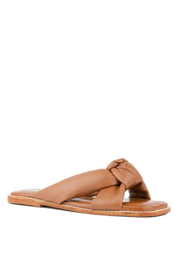 CHUBS Tan Puffy Strap Sliders