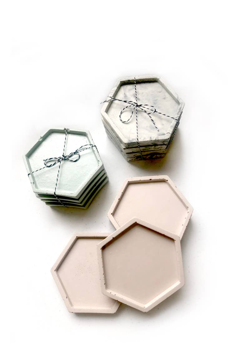 Geometric Concrete Coasters (set of 4) / Blush
