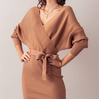AMBER Long Sleeve Wrap Sweater Dress | FINAL SALE