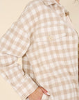 CANDY Beige Check Shacket