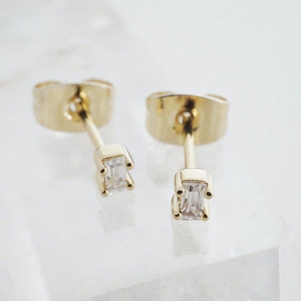 Crystal Baguette Studs / Gold