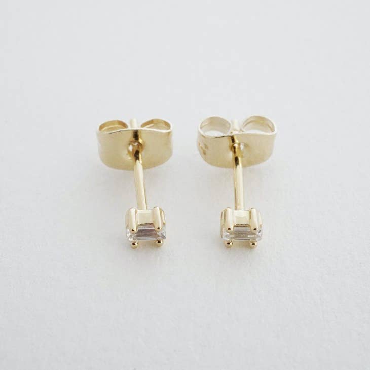 Crystal Baguette Studs / Gold