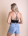 High Neck Crochet Lace Trim Bralette