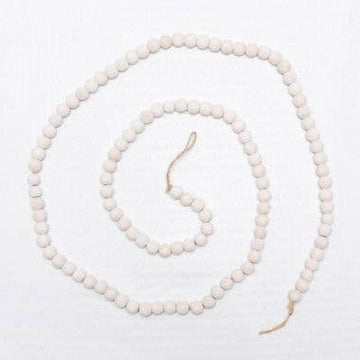 Bamboo Wood Bead Garland | White