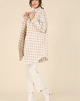 CANDY Beige Check Shacket