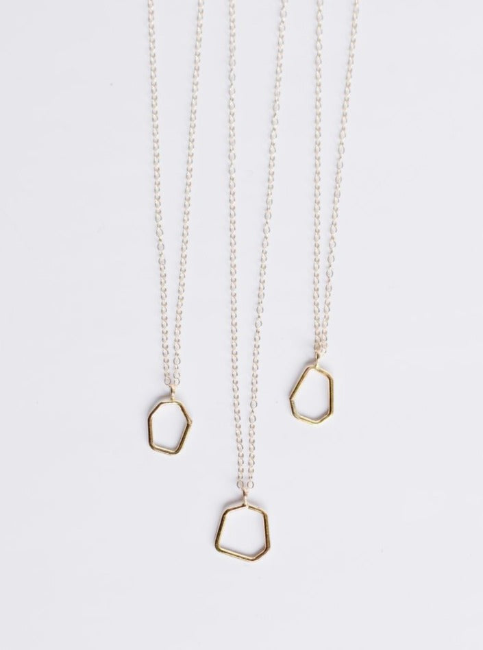 Open Hex Necklace / Gold