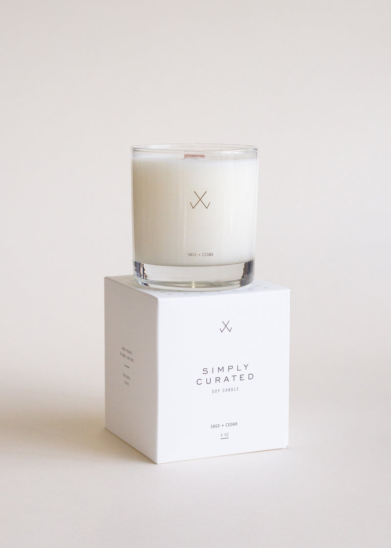 Simply Curated Woodwick Candle | Sage + Cedar