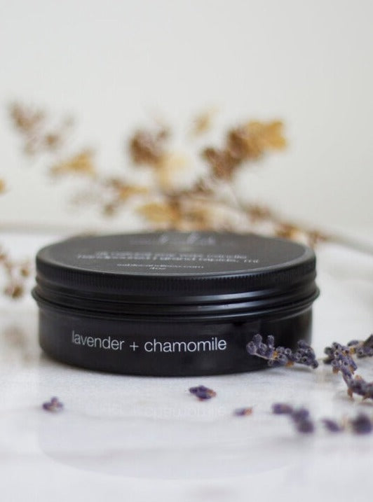Black Mini Tin Candle / Lavender + Chamomile