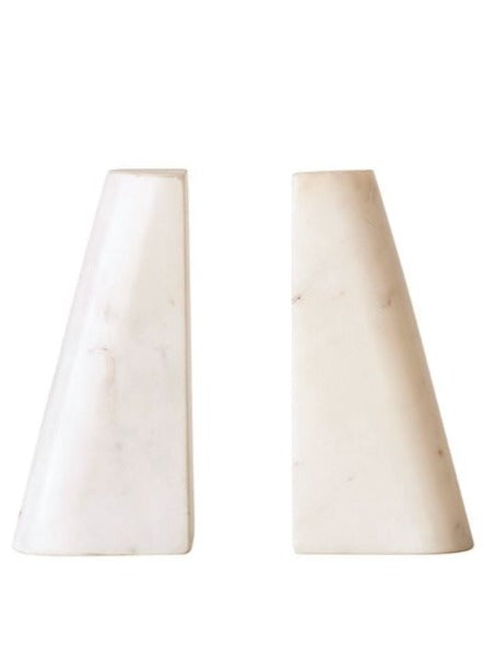 Marble Bookends, White, Set of 2