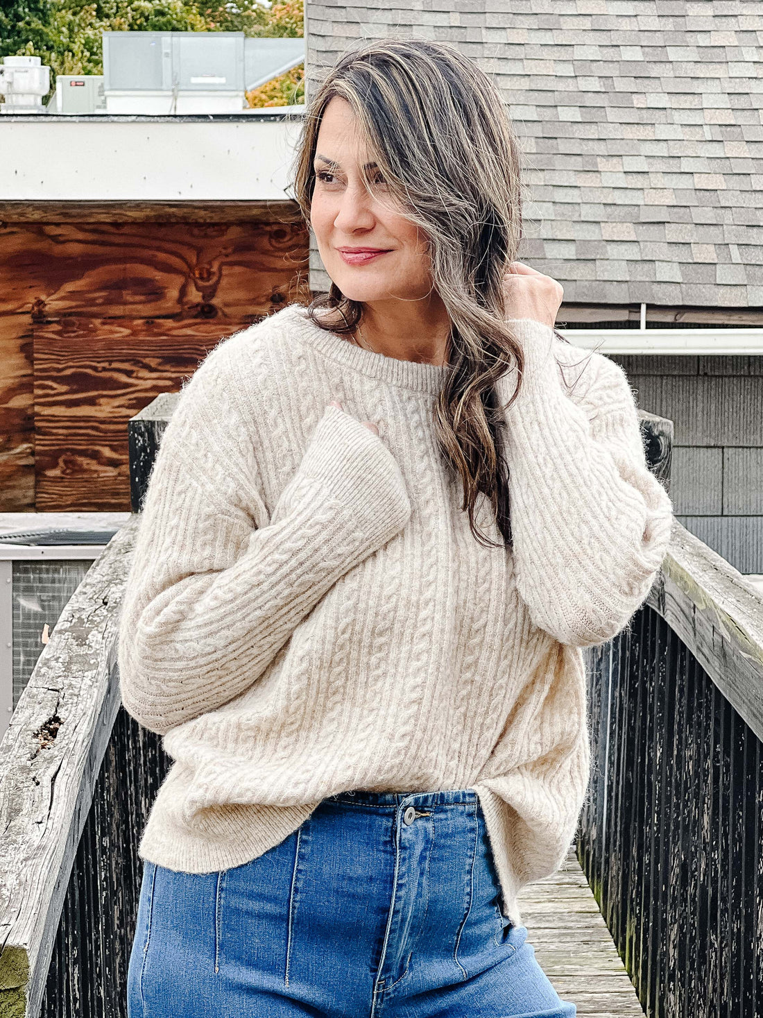 WEDNESDAY Oversized Cable Knit Sweater – +