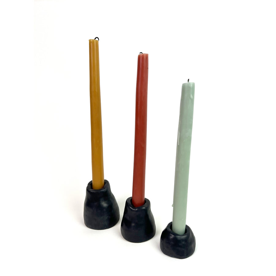 Concrete Taper Candle Holder (set of 3) / Dark Charcoal