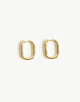 Oval Huggie Square Hoop Earrings / Gold